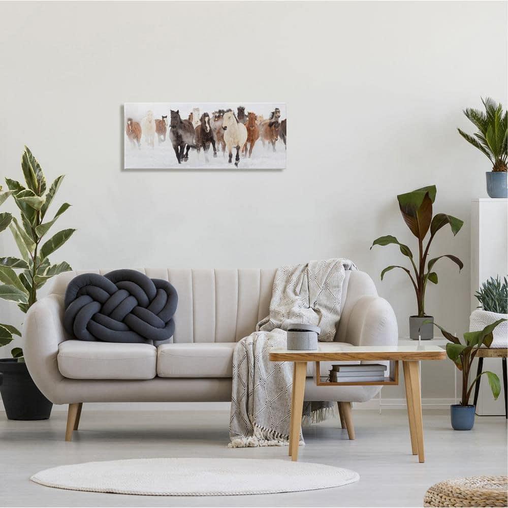 Stupell Industries Wild Horses Herd Foggy Winter Day Running Snow Painting , 30 x 13, Design by Danita Delimont