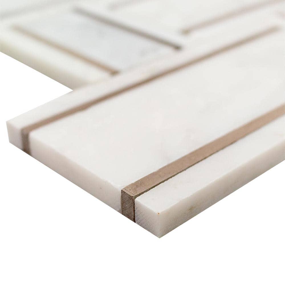 Mingle Random Sized Marble Basketweave Mosaic Wall Tile