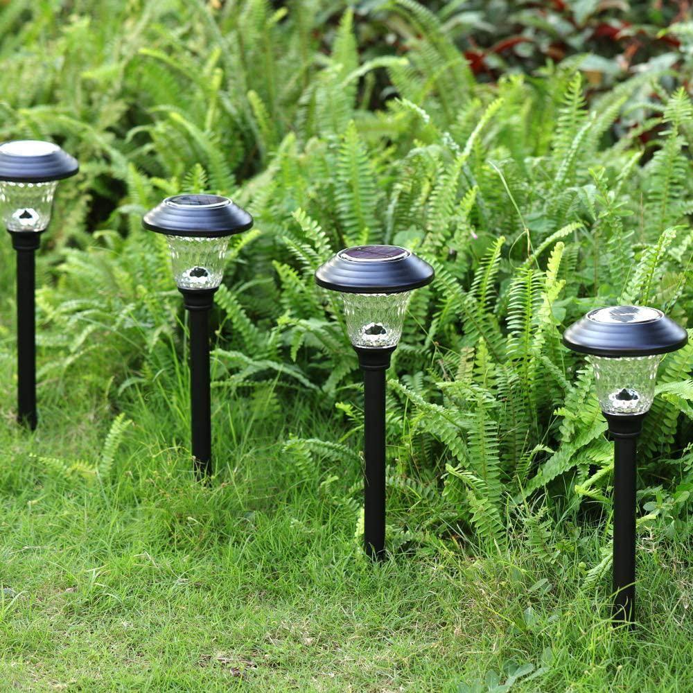 Beau Jardin 8 Pack Solar Pathway Lights Outdoor Solar Powered Lights Waterproof Glass High Lumen for Garden Landscape Path Yard Walkway Patio Driveway Outside Colored Color Changing White Black