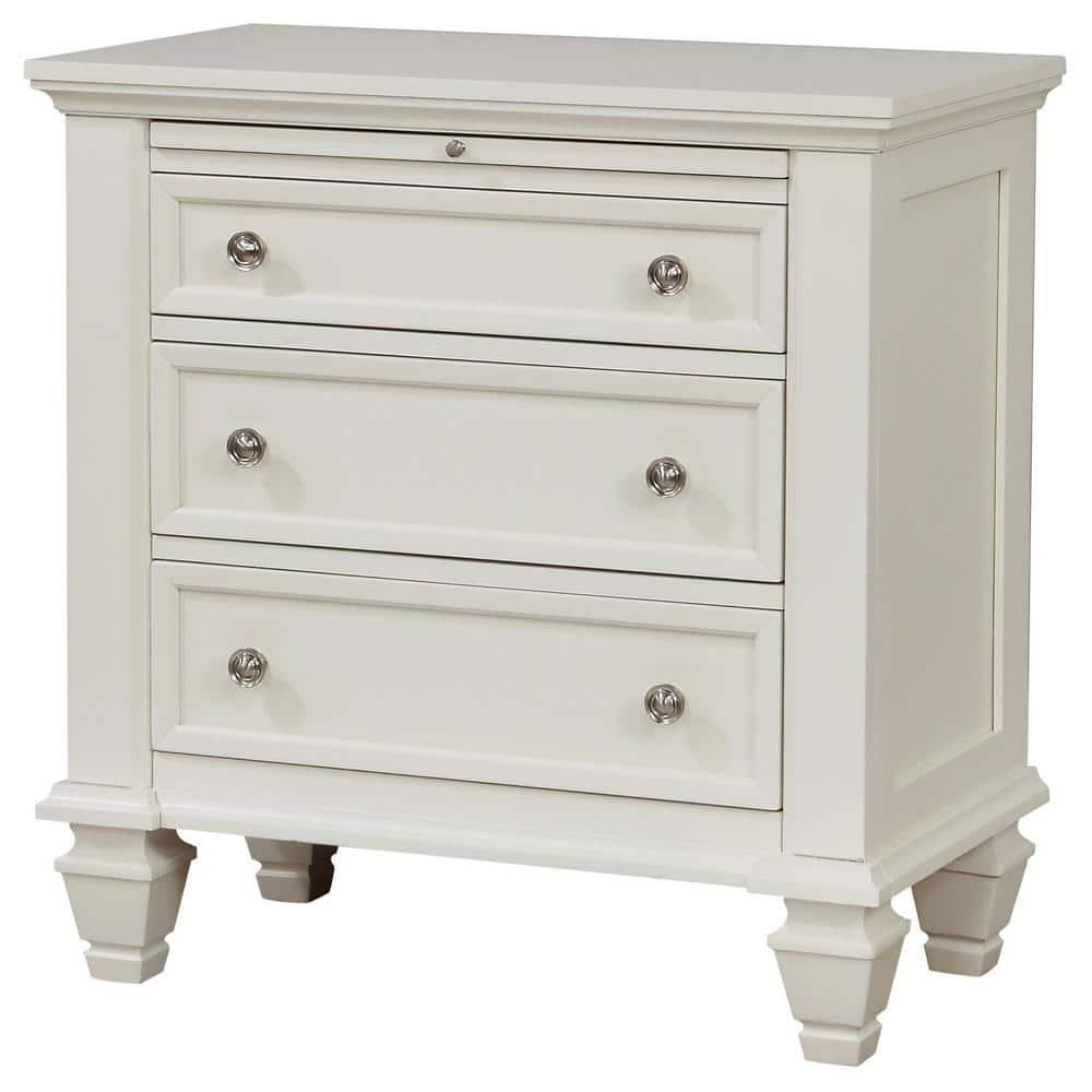Coaster Sandy Beach Coastal 3-Drawer Wood Nightstand in White