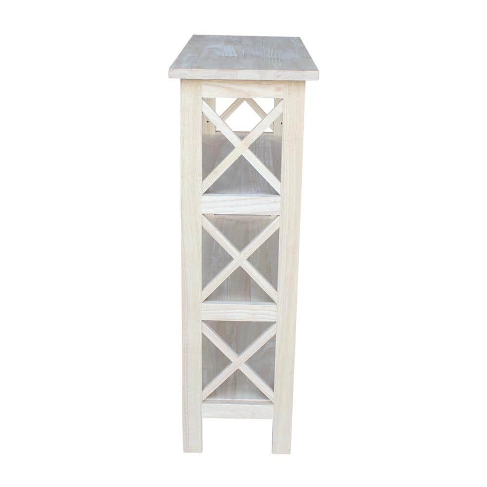 36" 3 Tier X-Sided Bookcase - International Concepts: Mid-Century Modern Style, Unfinished Hardwood, Metal Hardware