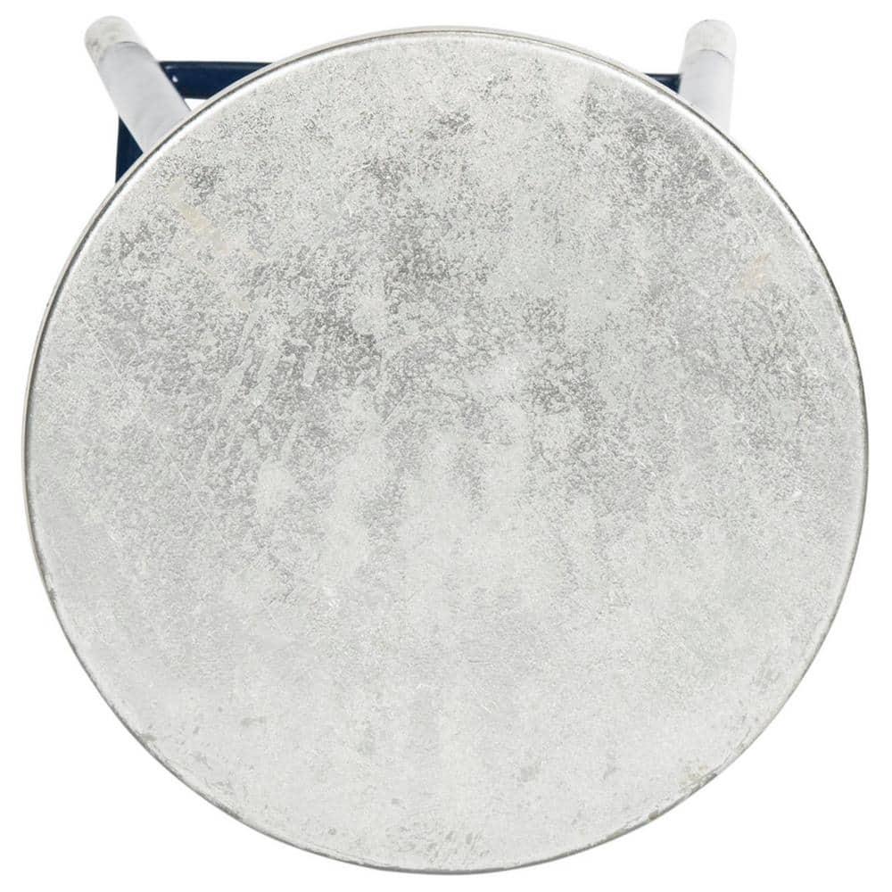 SAFAVIEH Kenzie Iron Silver Dipped 30" Barstool, Navy