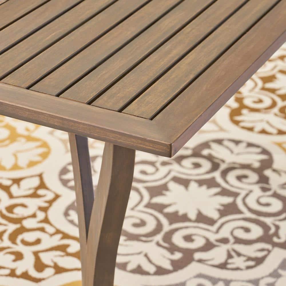 Skye Outdoor Acacia Wood Rectangular Dining Table, Gray