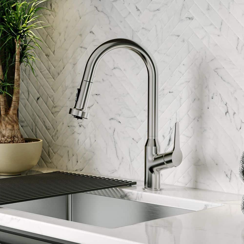 Karran Karran Scottsdale Single Handle Pull Down Sprayer Kitchen Faucet KKF250SS