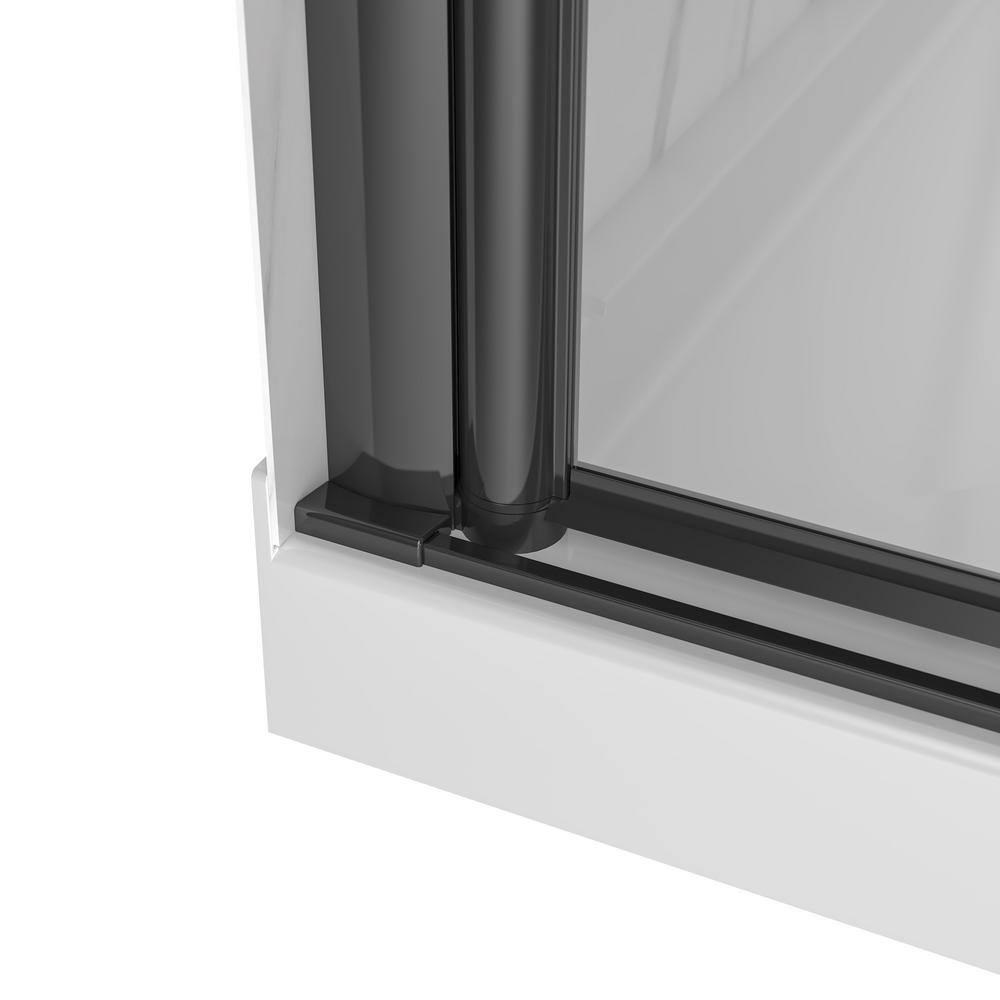 York 36" W x 79" H Alcove Reversible Shower Kit in Black with Door, Base, And Walls
