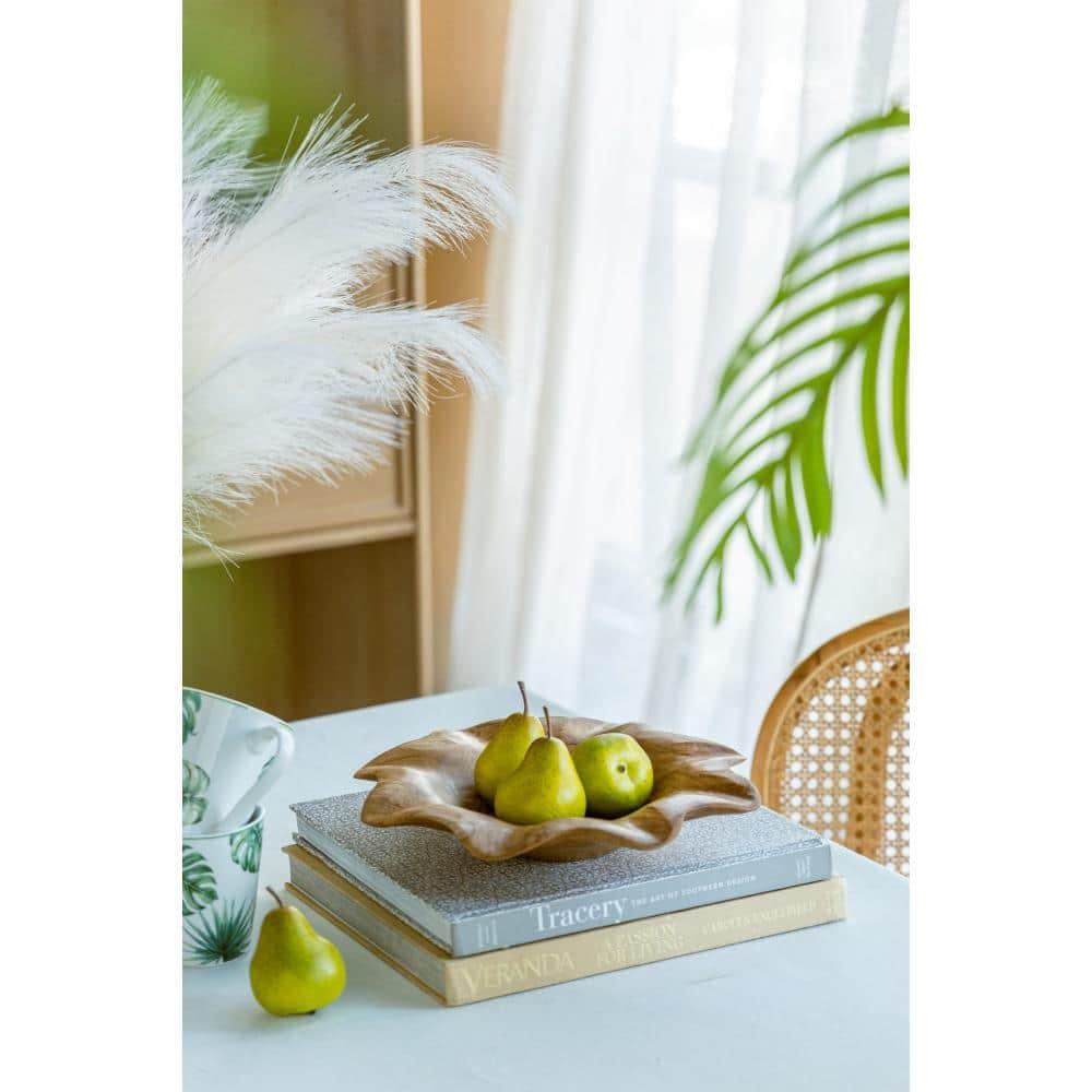 Natural Teak Decorative Bowls Set of 2, 11.8-inch