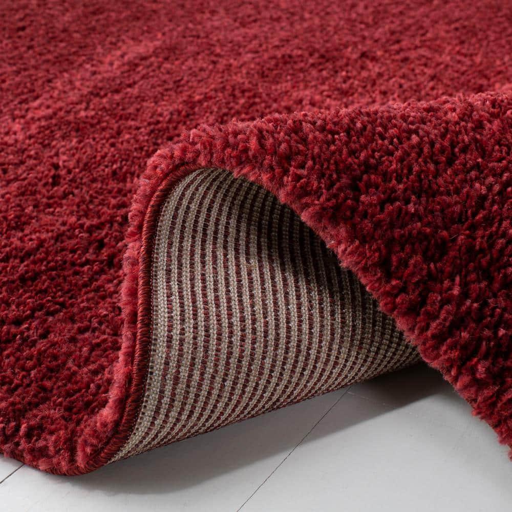 SAFAVIEH August Carlene Solid Plush Shag Runner Rug, Burgundy, 2'3" x 6'