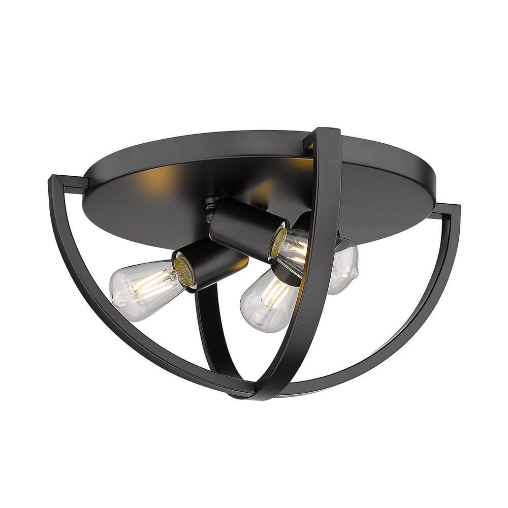 Golden Lighting Colson 3-Light Flush Mount in Matte Black