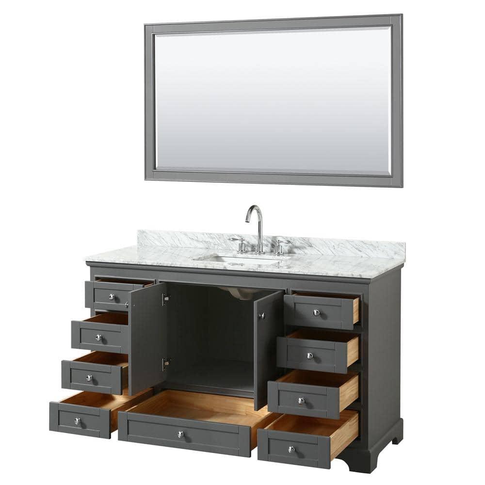 Wyndham Collection Deborah 60'' Single Bathroom Vanity with Marble Top with Mirror