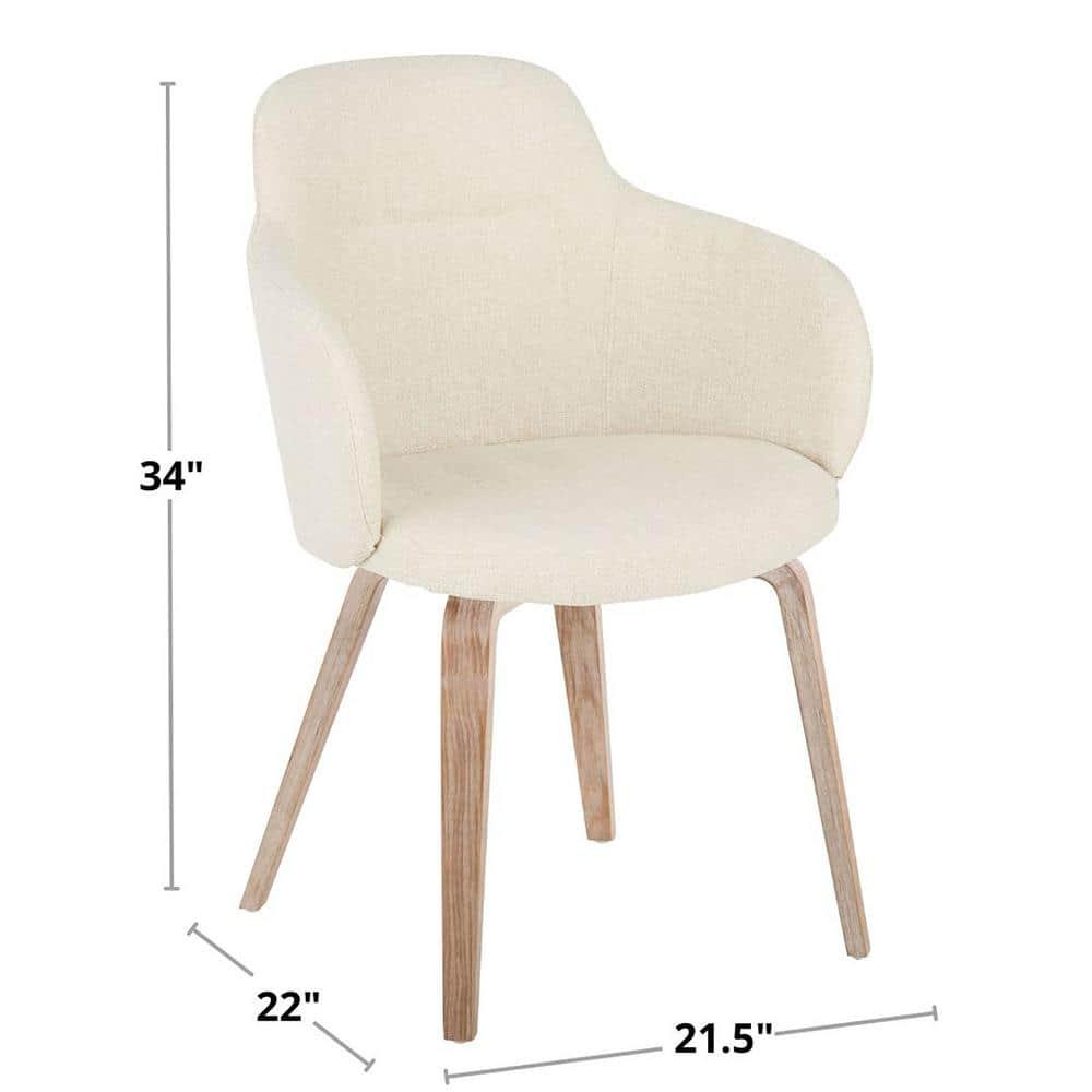 Boyne Contemporary Dining/Accent Chair In Whitewashed Wood And Cream Noise Fabric - Set Of 2 (Set of 2)