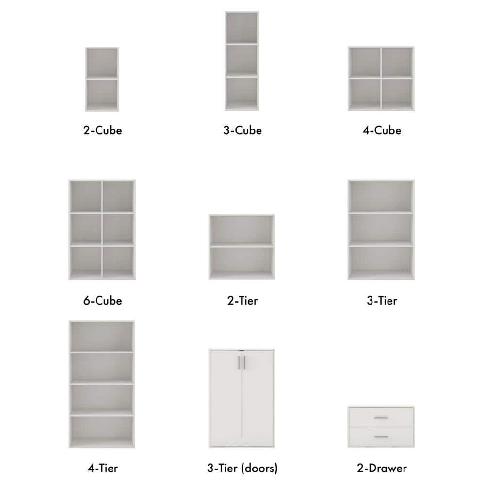 24/7 Shop At Home 46.9" Silkpath Modern 4 Tier Stackable and Modular Bookcase White: Modular Organizer, Open Shelving