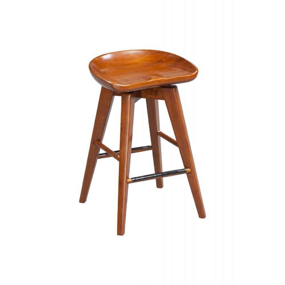 Boraam Bali 24" Backless Swivel Wood Counter Stool, Walnut Finish