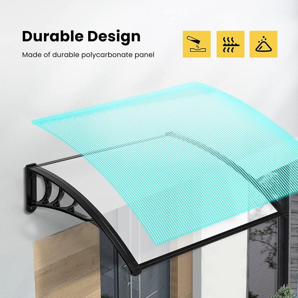 VIVOHOME 11'' D Plastic Clear/Black Cover Retractable Door / Window Awning
