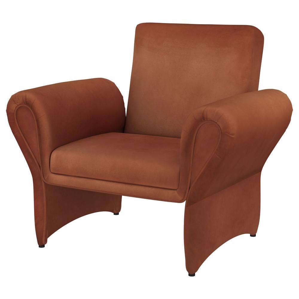 Coaster Liana Fabric Upholstered Roll Arm Accent Armchair in Rust Orange