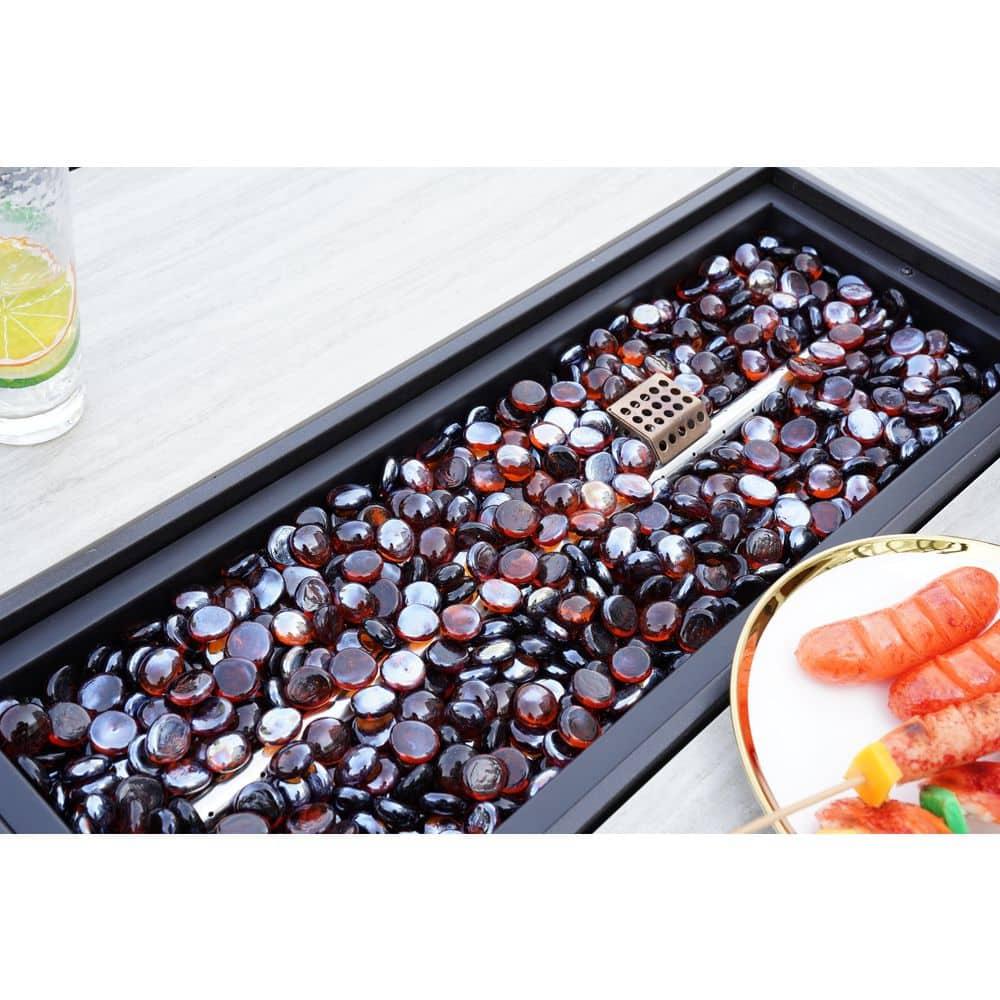 olilawn Olilawn Outdoor 43-Inch CSA Safety Approved Gas Fire Pit Table 50000 BTU Rectangle Propane Fire Pit with Ceramic Tile Top and Wicker Base