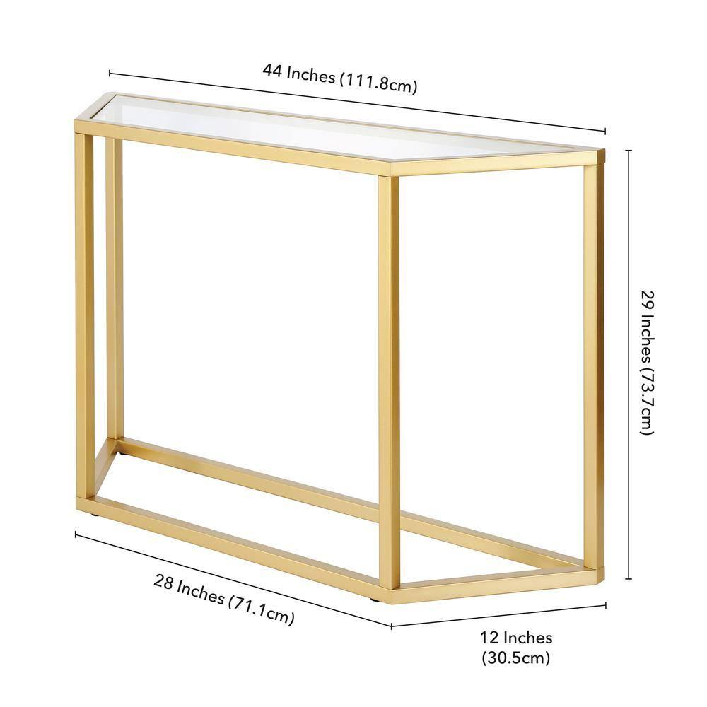 Evelyn&Zoe Levi 44" Wide Trapezoid Console Table, Brass