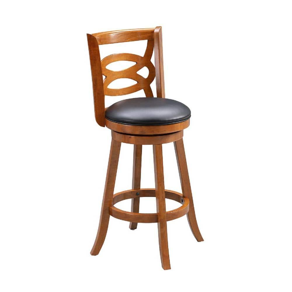 Boraam 24" Seina Counter Height Barstool Walnut Brown: Mid-Century Modern, Faux Leather Upholstery, Wood Frame