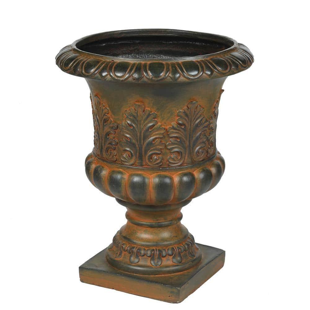 LuxenHome Weathered Brown Decorative MgO Urn Planter