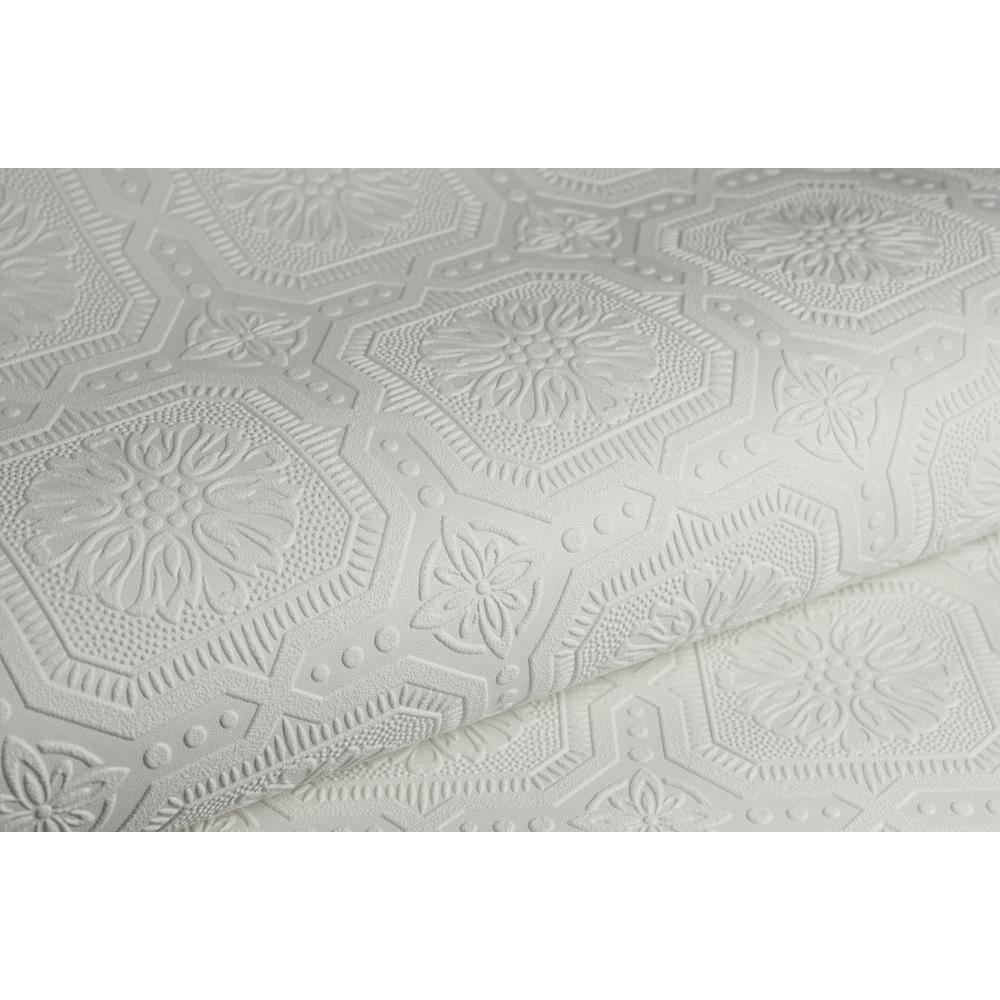 Small Squares White Paintable Wallpaper