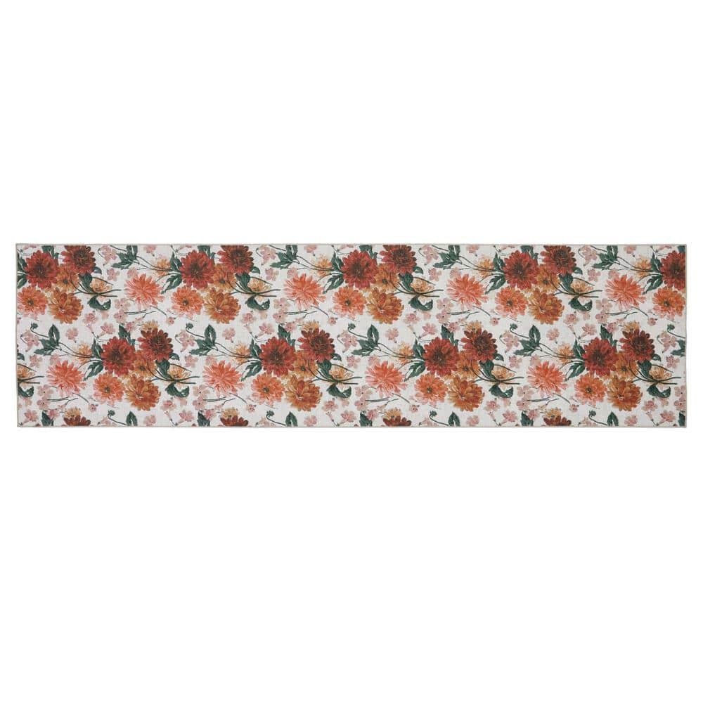 Laura Ashley Laura Ashley Dahlias Chenille Machine Washable, Slip Resistant Accent and Runner Rugs