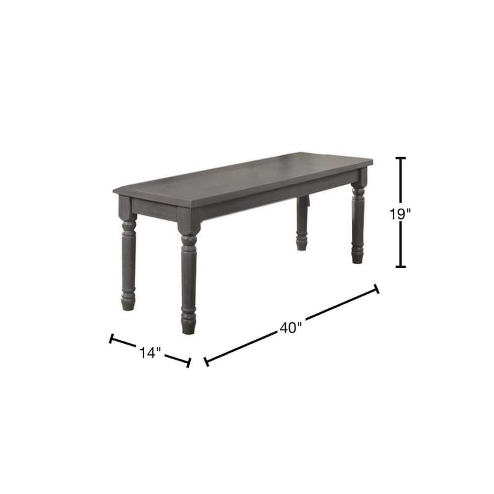 Best Master Luxembourg Solid Wood Dining Bench in Rustic Gray