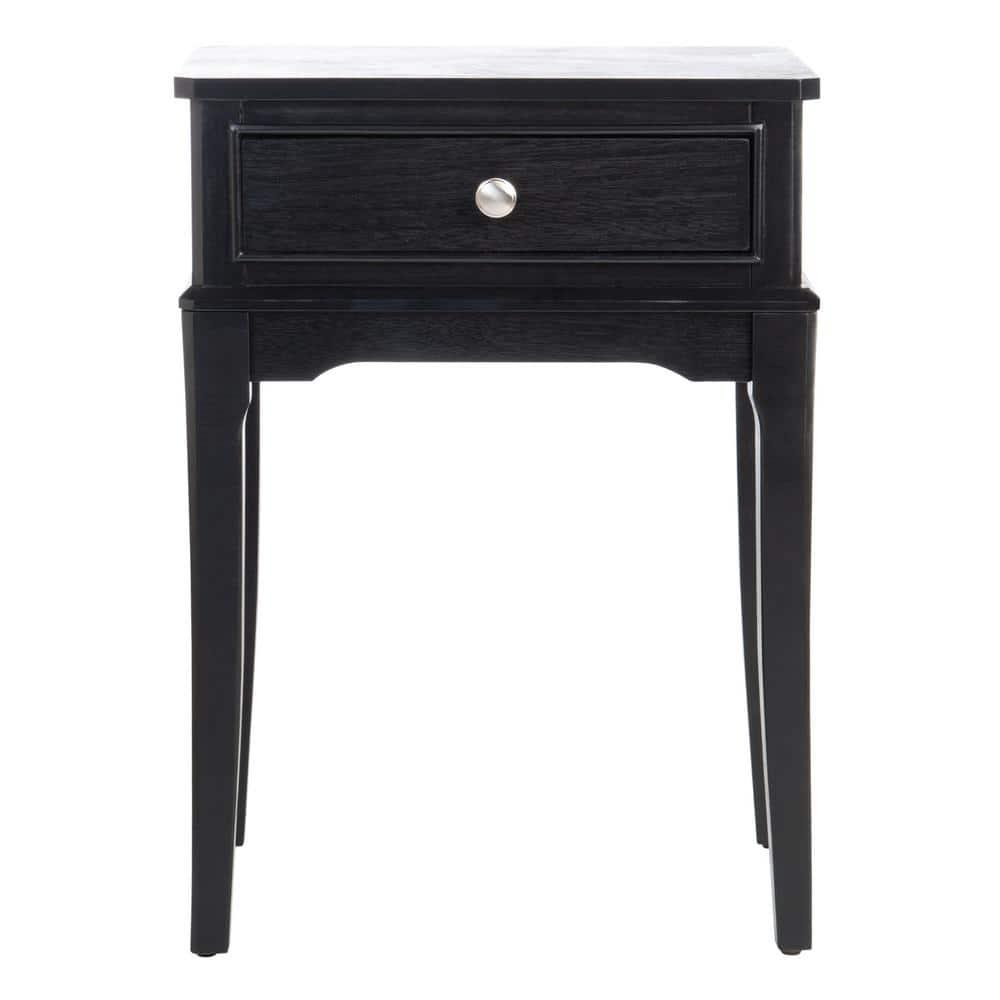 SAFAVIEH Opal French Black Rectangle Wood Storage End Table (17 in. W x 13 in. D x 23.5 in. H)