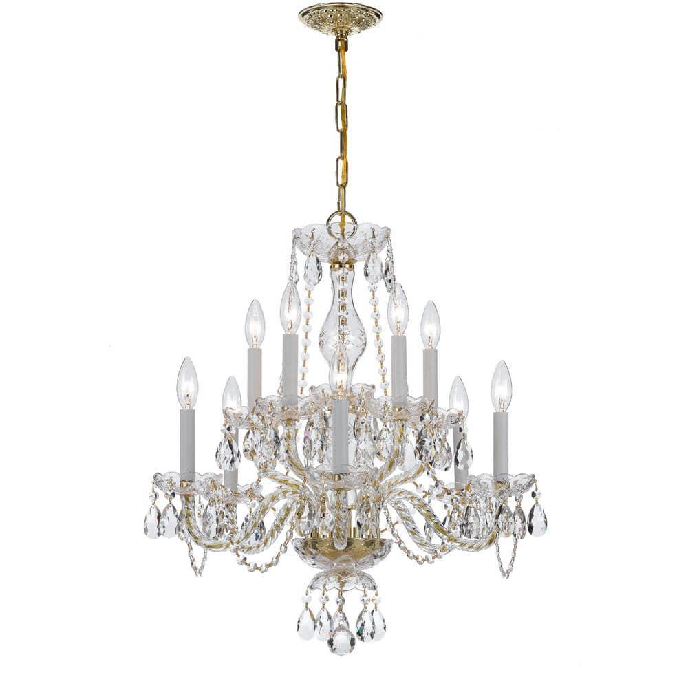 Crystorama Lighting Traditional Crystal 10 - Light Chandelier in  Polished Brass