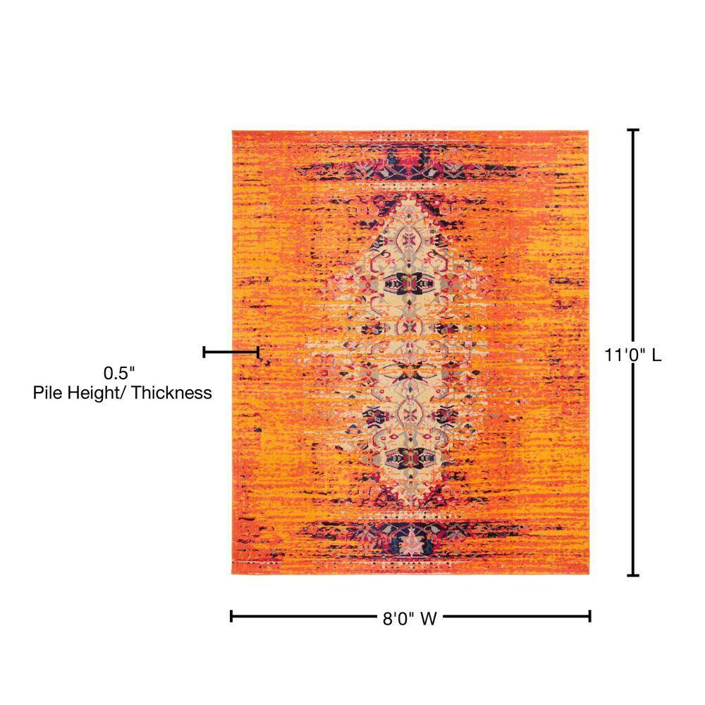 Monaco MNC209 Power Loomed Indoor Area Rug - Orange/Multi - 8'x11' - Safavieh.