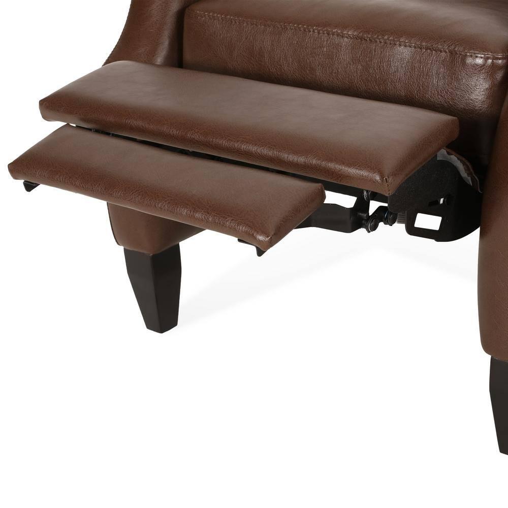 Noble House Steinaker Standard Faux Leather Tufted Pushback Recliner, Dark Brown