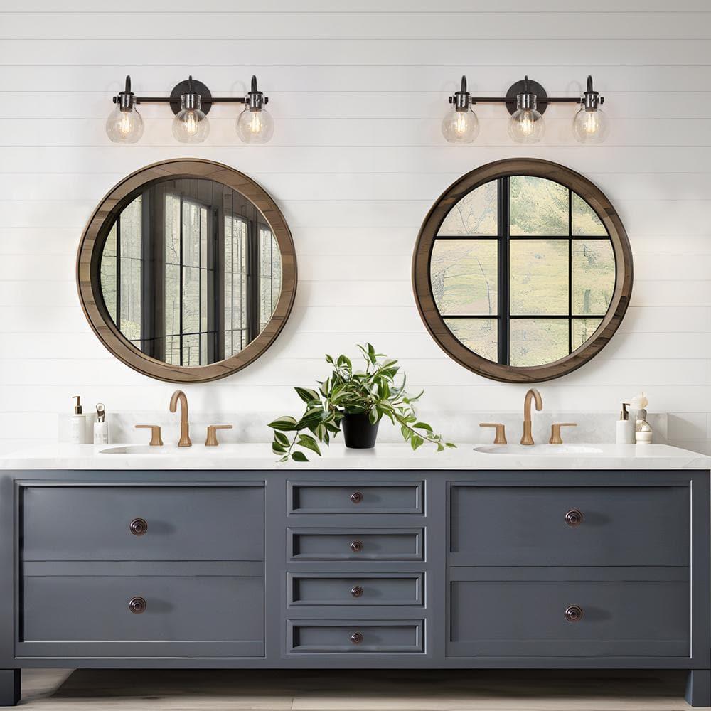 LNC Charm 22-in 3 -Light Matte Black Farmhouse Vanity light bar