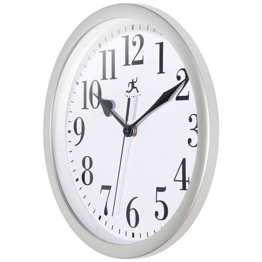 Infinity Instruments Classic Round Silver Traditional Wall Clock 9.625 Inch