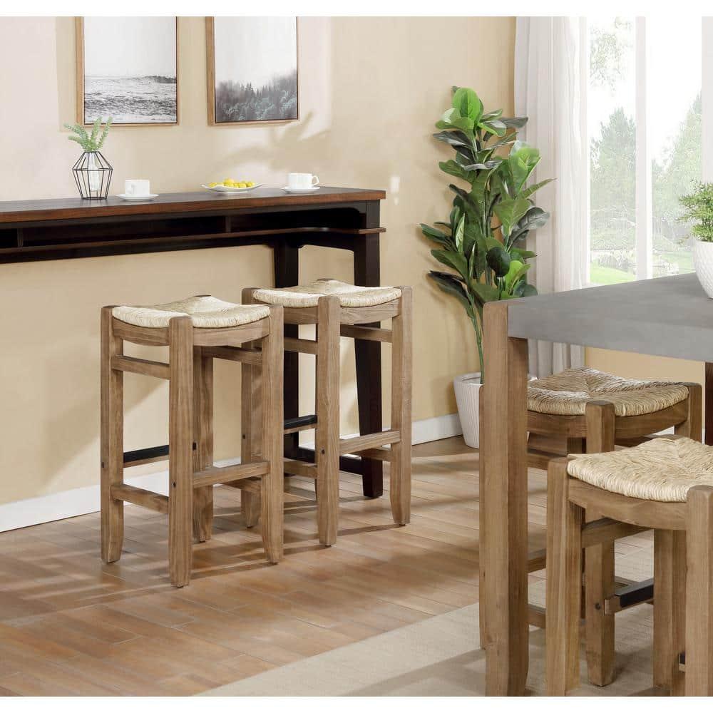 Alaterre Furniture Newport 30"H Wood Bar Stool with Rush Seat