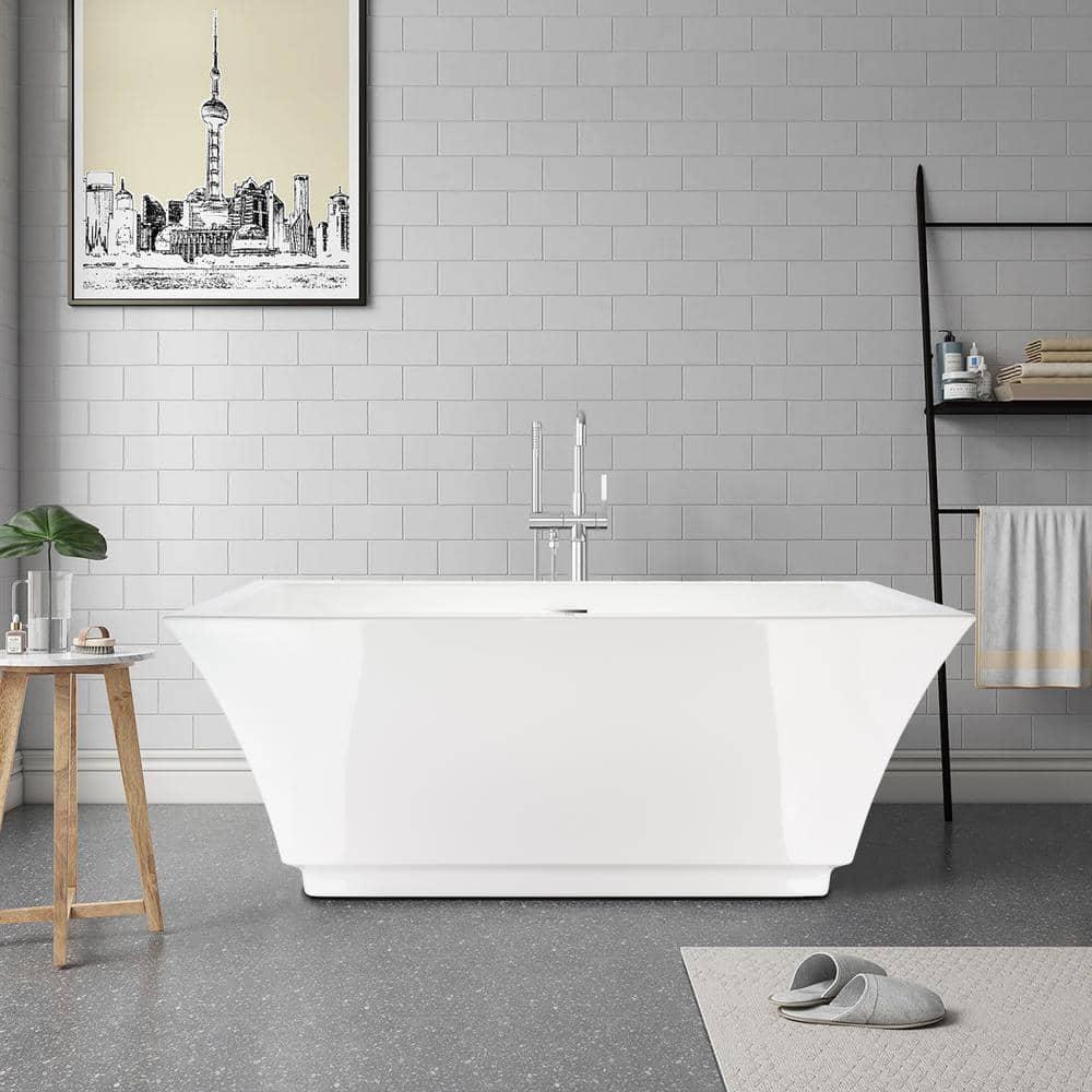 Orion 59'' x 30'' Freestanding Soaking Acrylic Bathtub