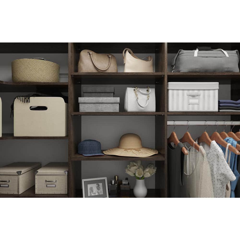 Drevy RS1423-TON Wood 24 Inch Organizer Shelf Accessory Compatible with Drevy Closet Systems for Additional Storage, Truffle Brown (2 Pack)