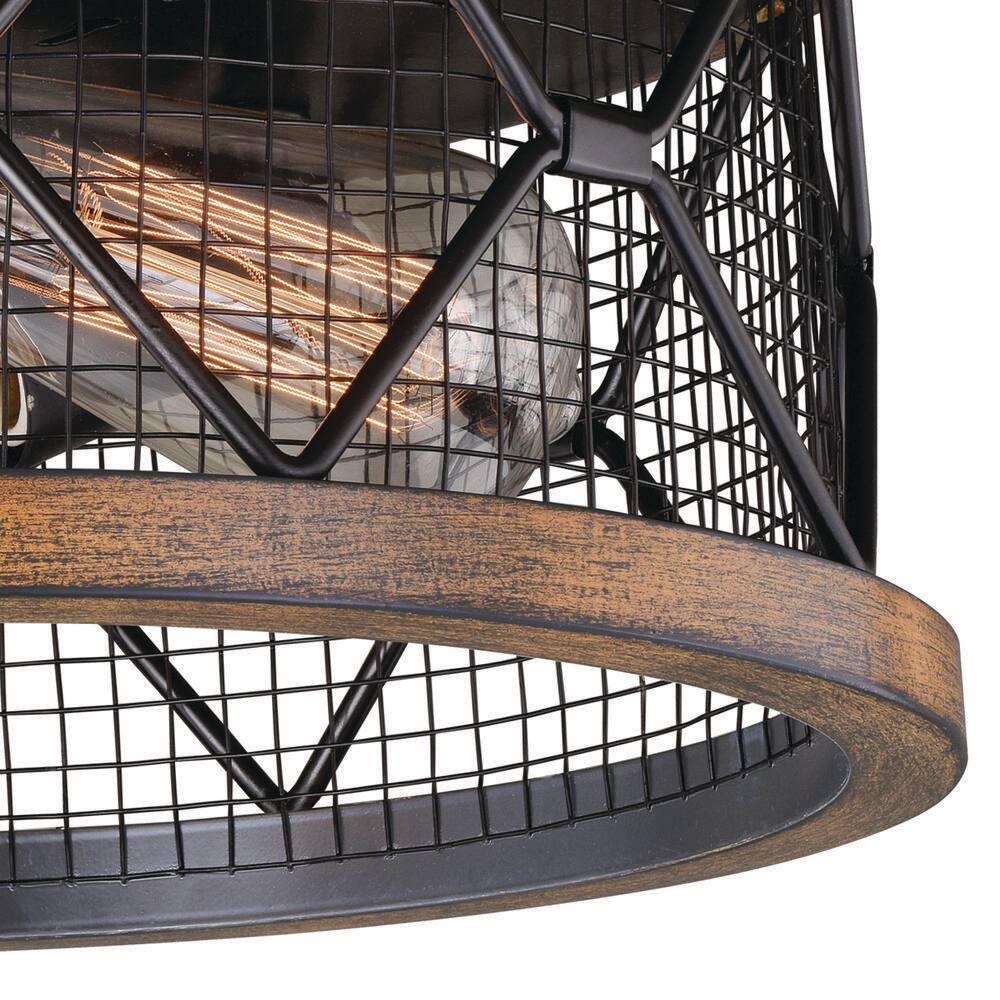 VAXCEL Bremerton 13-in W Bronze Industrial Cage Drum Flush Mount Ceiling Light