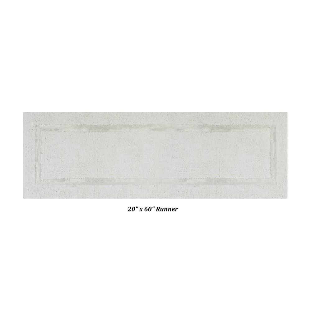 Better Trends Lux 100% Cotton Tufted Solid Reversible Bath Rug Set 3 PC (20" x 20" | 21" x 34" | 20" x 60") - Ivory