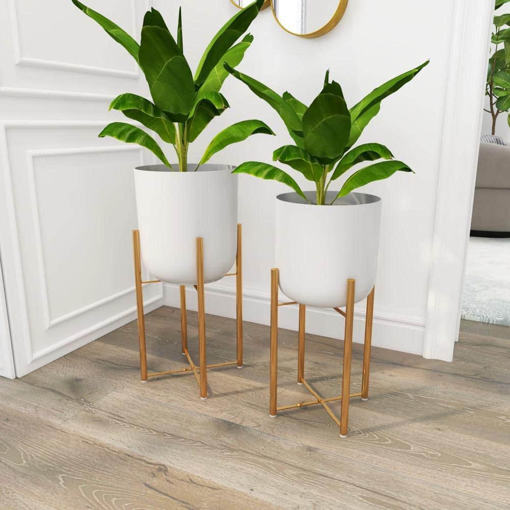 CosmoLiving by Cosmopolitan 2 - Piece Metal Dome Indoor Outdoor Planter with Removable Stand Set