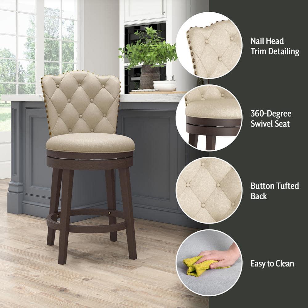 Hillsdale Furniture Edenwood Swivel Counter Height Barstool Cream: Matte Finish, Upholstered, Wood Legs