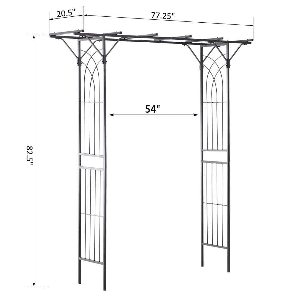 Outsunny 74.75'' W x 19.75'' D Metal Arbor in Gray