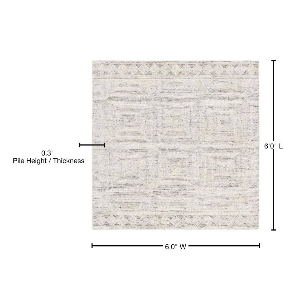 Abstract ABT349 Hand Tufted Area Rug - Ivory/Grey - 6' X 6' Square - Safavieh.