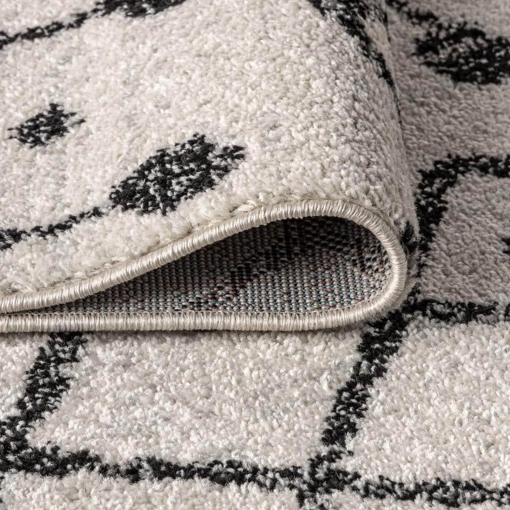 8'x10' Aksil Moroccan Beni Souk Area Rug, Cream/Black - JONATHAN Y