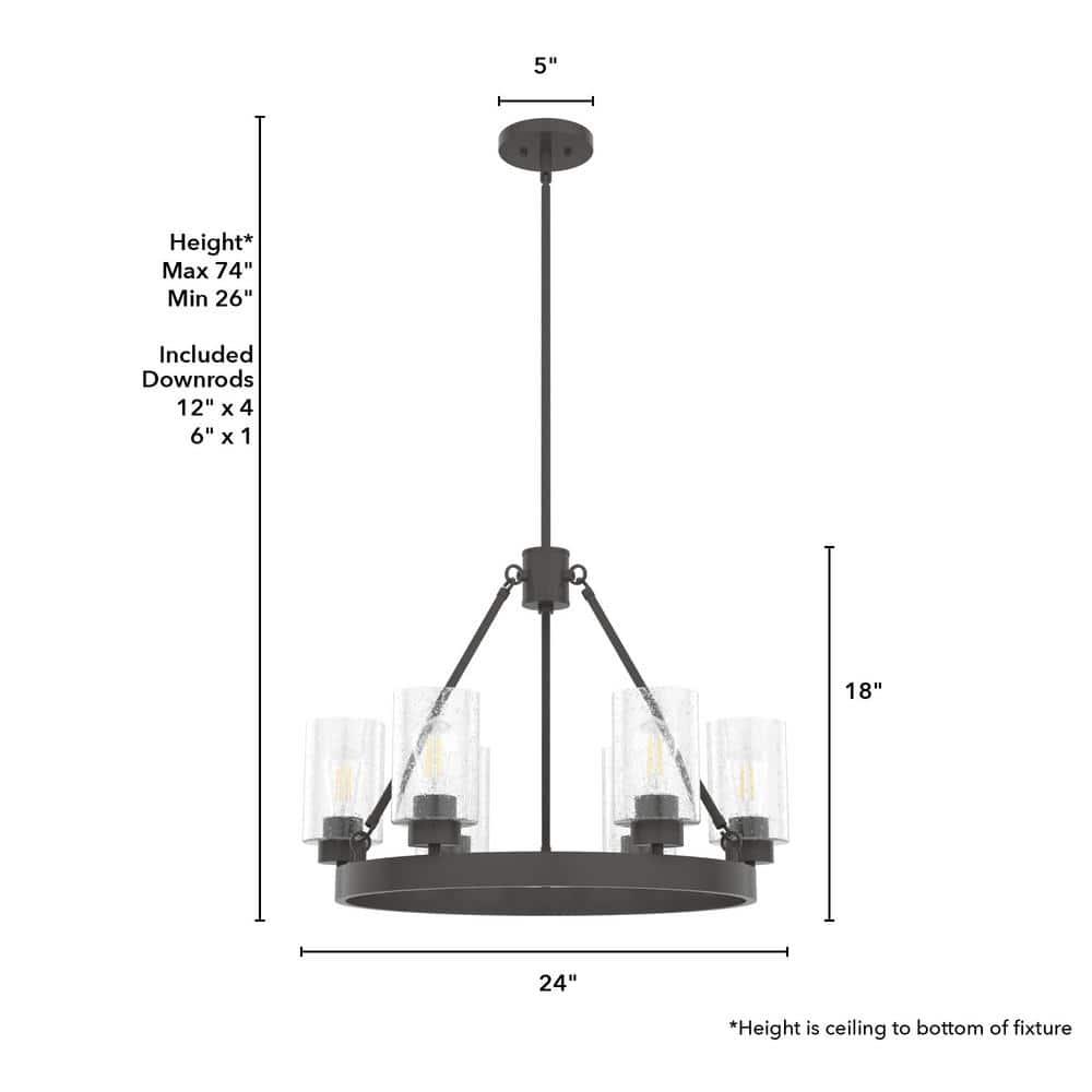 Hartland 6 - Light Unique / Statement Wagon Wheel Chandelier