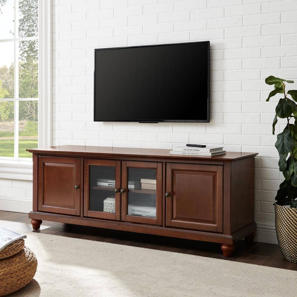 Cambridge TV Stand for TVs up to 60" Dark Red - Crosley: Entertainment Center with Adjustable Shelves & Cable Management