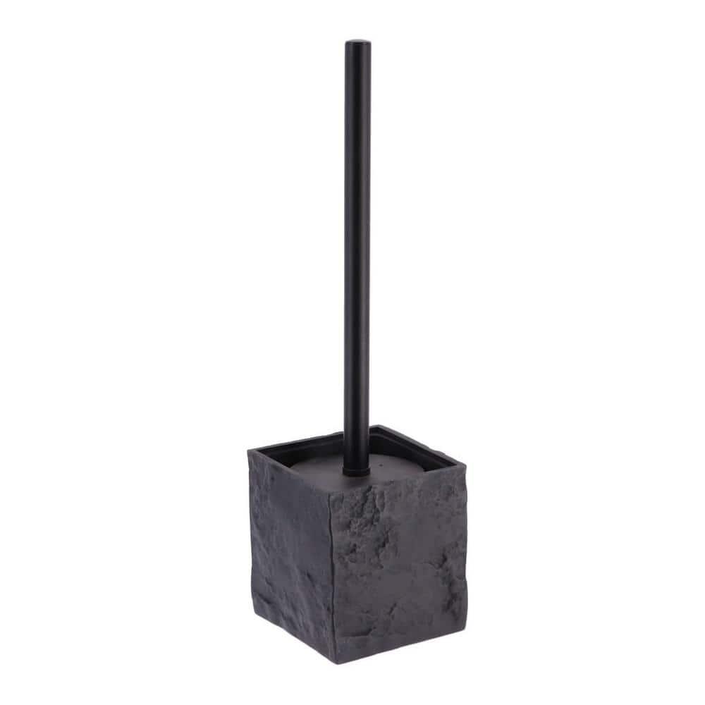 Evideco French Home Goods Black Stone Effect Square Toilet Brush and Holder Set