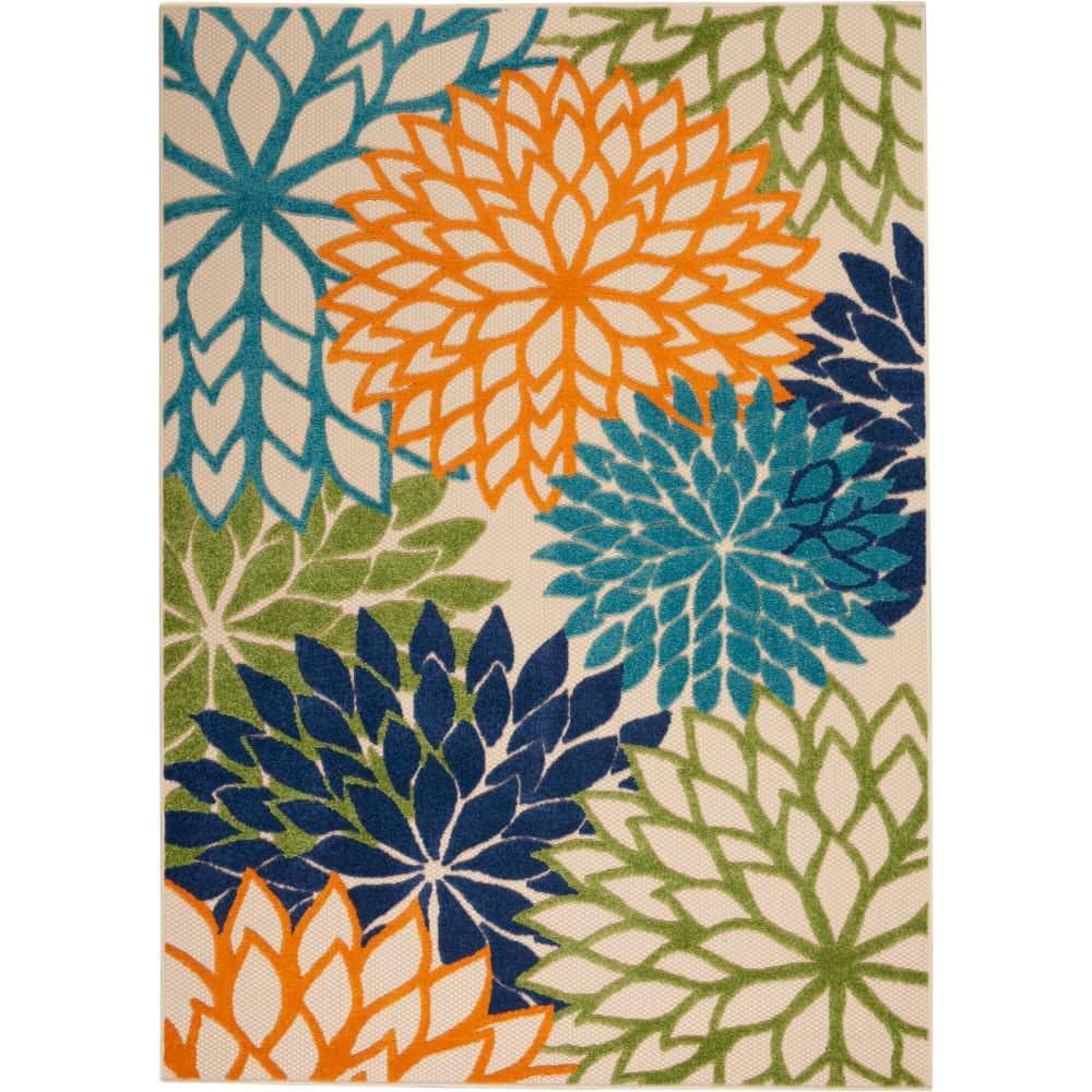 Nourison Aloha Floral Bloom Flatweave High-Low Indoor Outdoor Area Rug Multicolor 3'6" x 5'6"