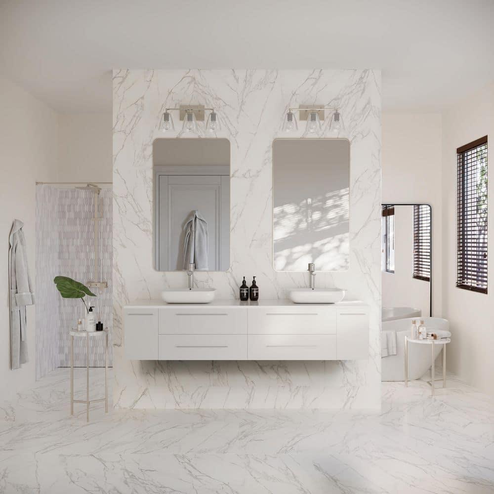 Fresca Lucera 72" Solid Wood Bathroom Cabinet with Double Vessel Sinks in White