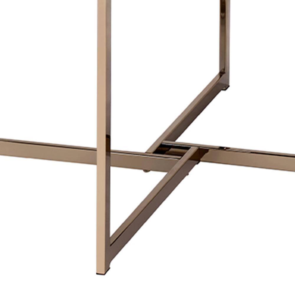 Bromia Coffee Table Black/Champagne - Acme Furniture: Elegant Round Design, Metal Frame, Paper Veneer Top
