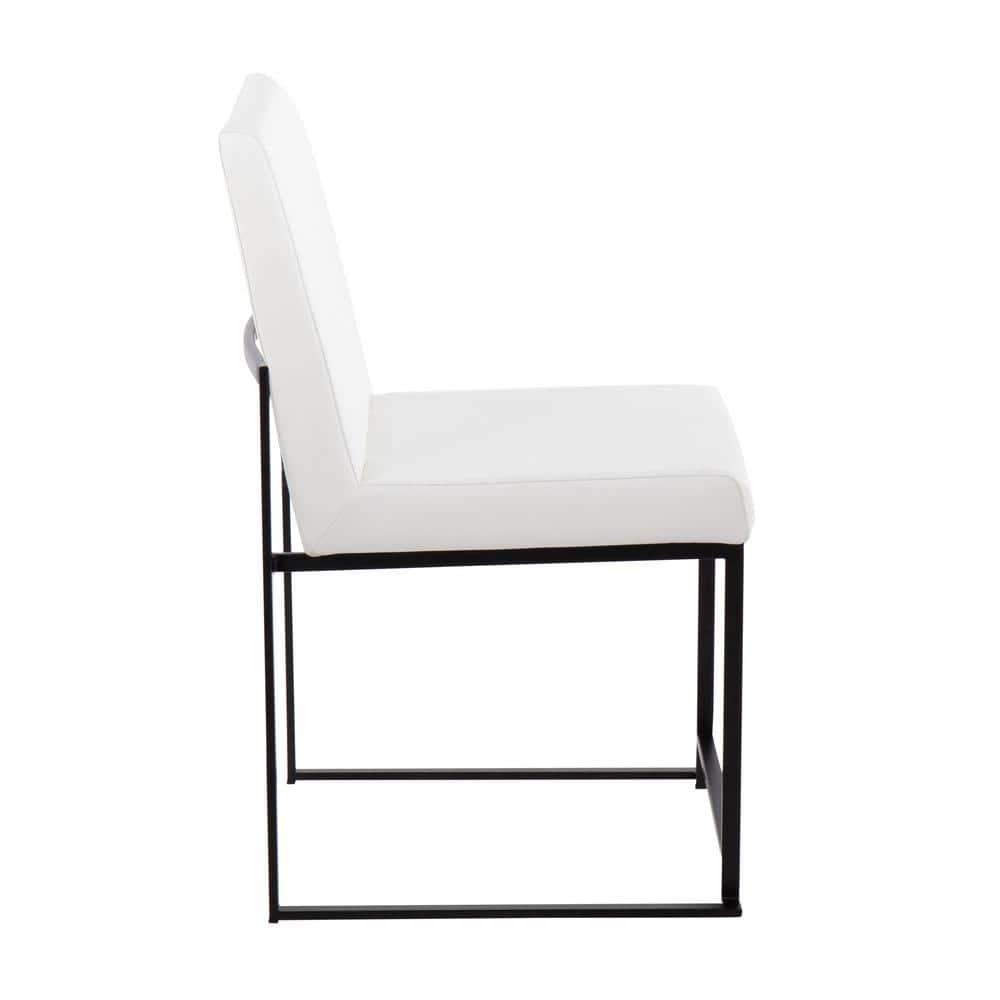 Set of 2 High Back Fuji Dining Chairs Leather/Steel Black/White - LumiSource