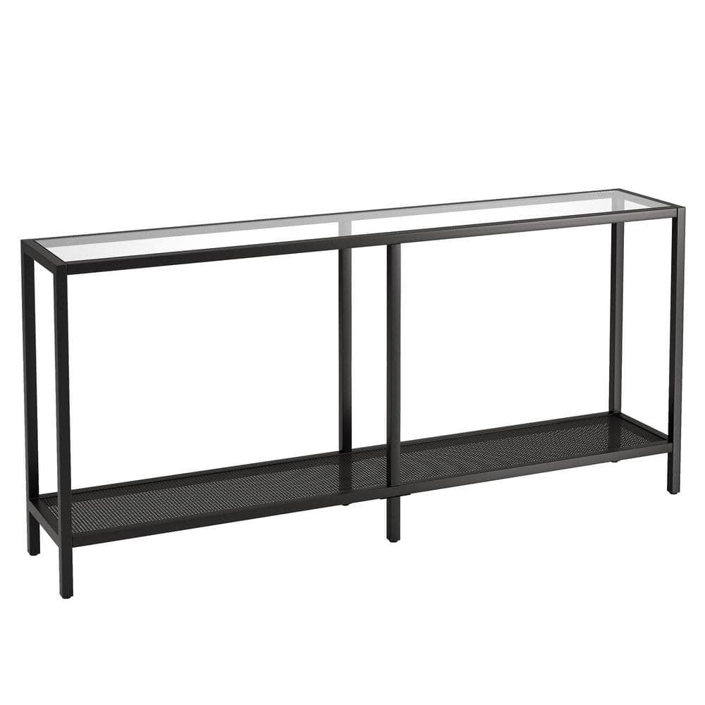 Evelyn&Zoe Rigan 64" Wide Rectangular Console Table, Blackened Bronze