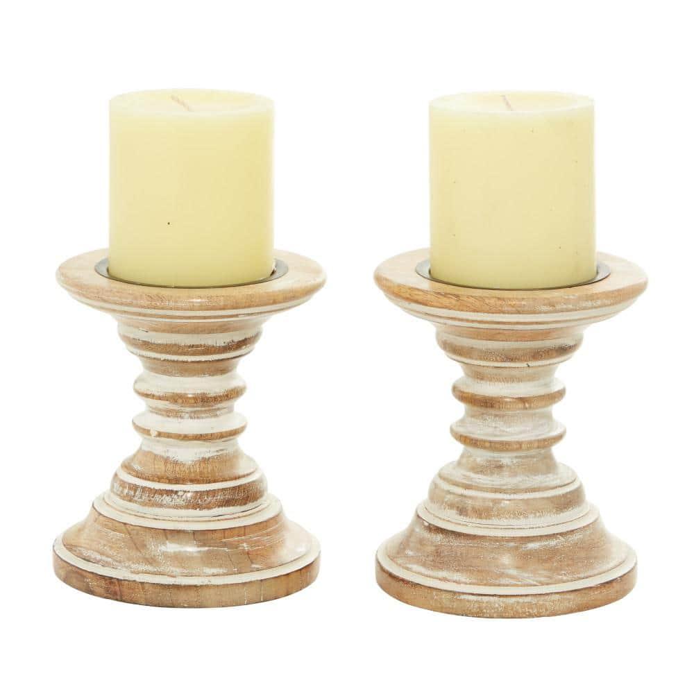 Candle Stands - Wood Candle Holder Pair